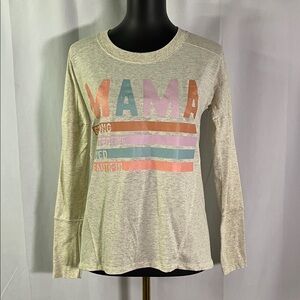 Fruit of the Loom Heather Oatmeal Drop Shoulder Long Sleeve MAMA T-Shirt